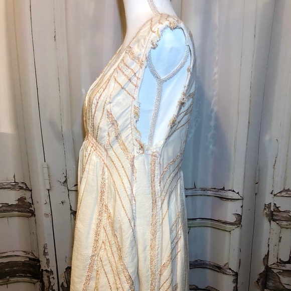 Free People V-neck High-low Fringy and Textured Mini Dress - Size S - Picture 6 of 8